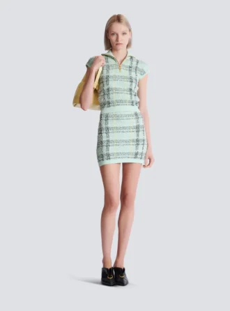 Sleeveless plaid tweed top Sleeveless plaid tweed top