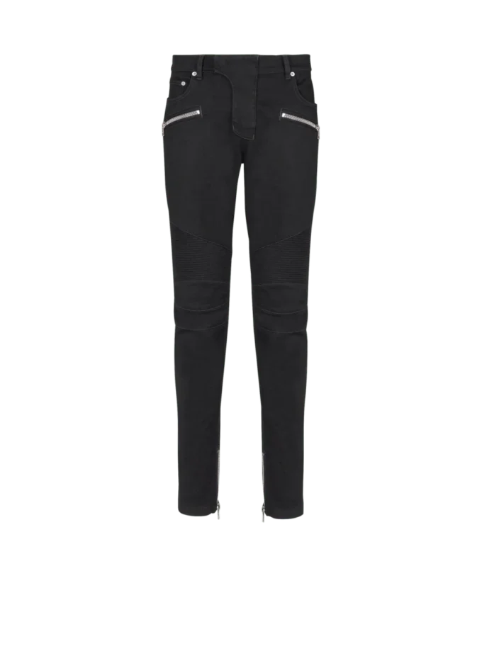 Slim-fit biker jeans in black denim Slim-fit biker jeans in black denim