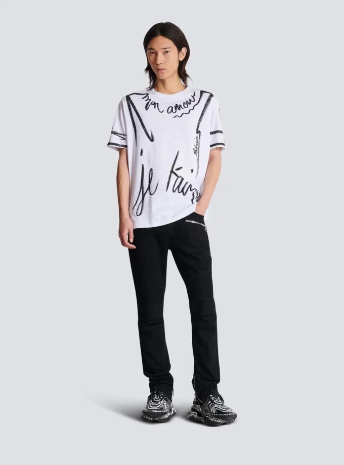 Slim-fit biker jeans in black denim Slim-fit biker jeans in black denim