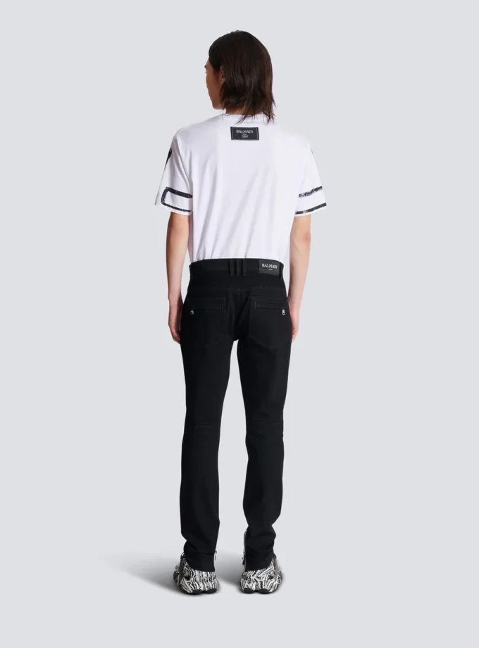 Slim-fit biker jeans in black denim Slim-fit biker jeans in black denim