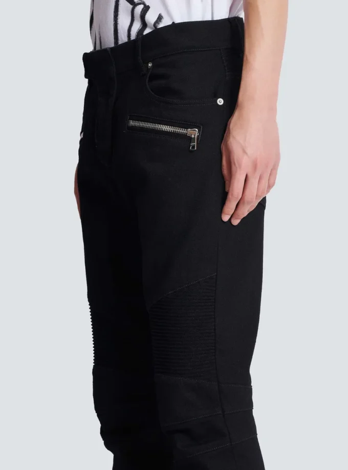 Slim-fit biker jeans in black denim Slim-fit biker jeans in black denim