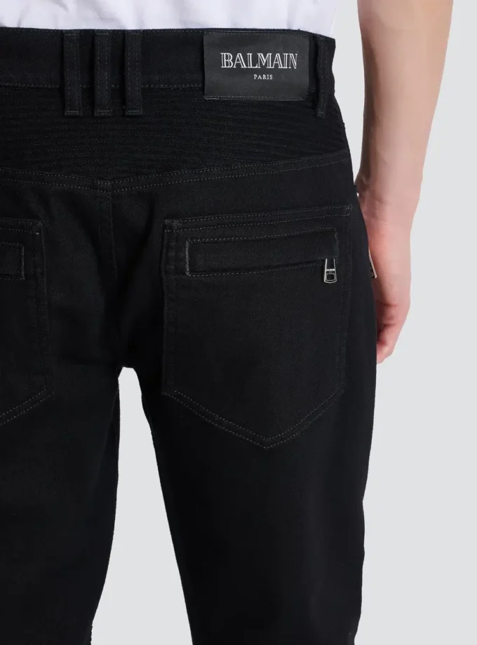 Slim-fit biker jeans in black denim Slim-fit biker jeans in black denim