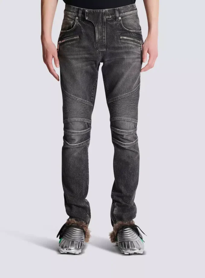 Slim-fit biker trousers in denim Slim-fit biker trousers in denim