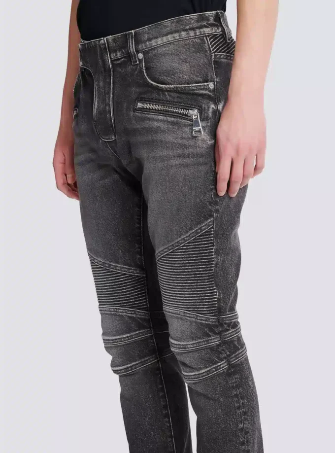 Slim-fit biker trousers in denim Slim-fit biker trousers in denim