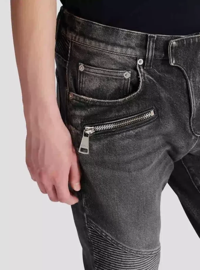 Slim-fit biker trousers in denim Slim-fit biker trousers in denim