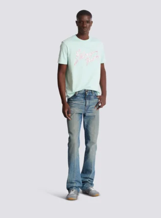 Slim straight-leg jeans in vintage denim