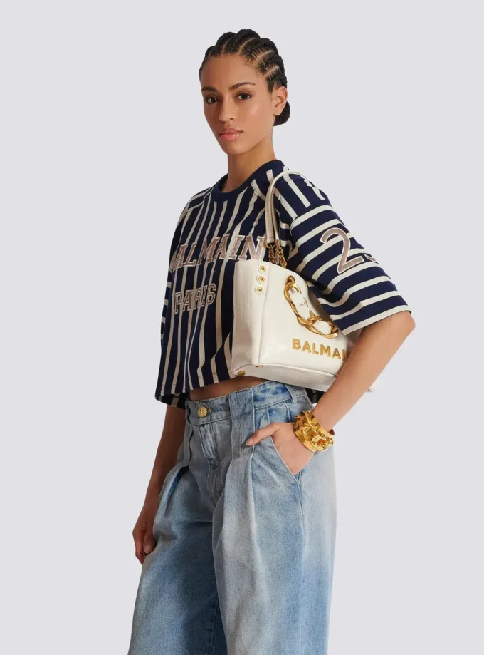 Small 1945 Soft bag in embossed crackled calfskin with a PB Labyrinth monogram