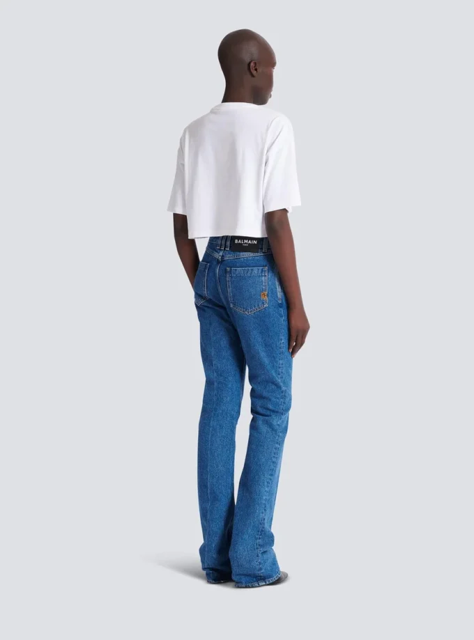 Straight-leg denim jeans