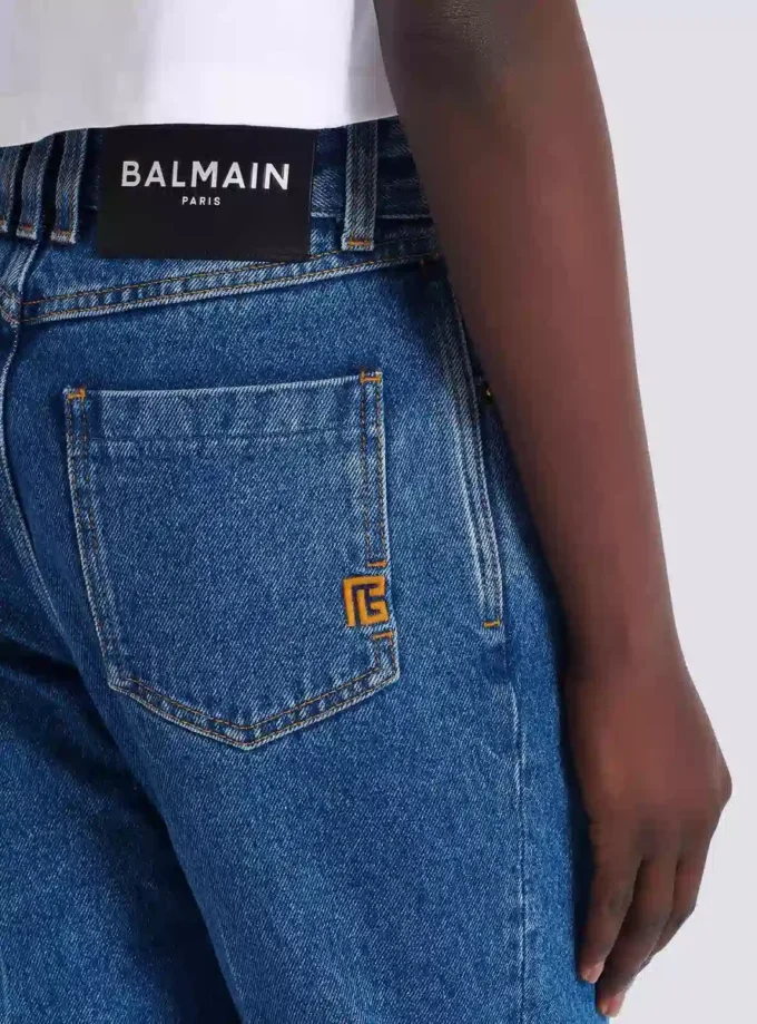 Straight-leg denim jeans