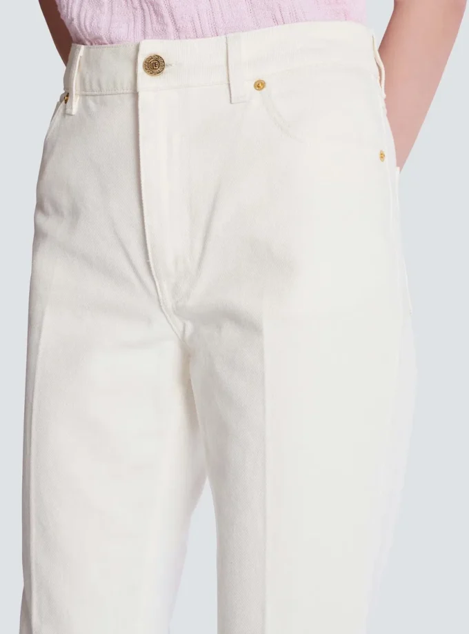 Straight-leg denim jeans