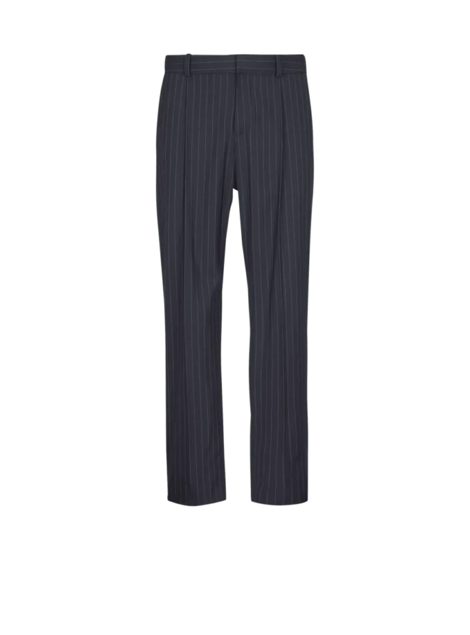 Straight-leg trousers in pinstripe wool