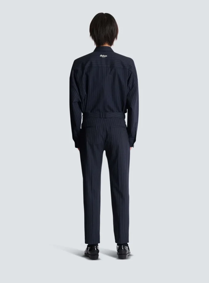 Straight-leg trousers in pinstripe wool