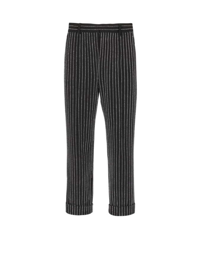 Straight-leg trousers with crystal stripes