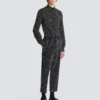 Straight-leg trousers with crystal stripes