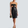 Strapless lambskin dress