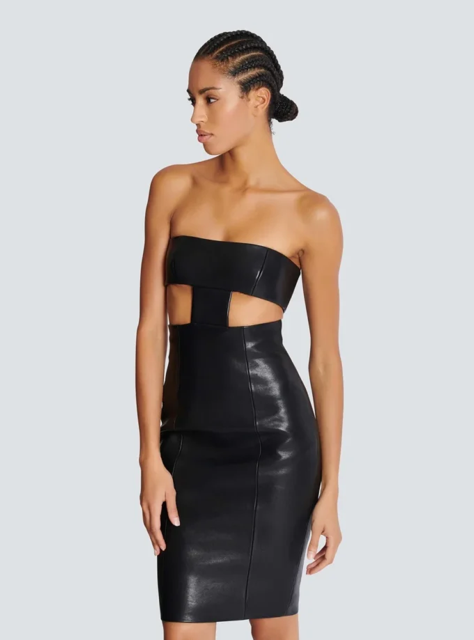 Strapless lambskin dress