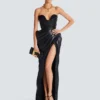 Strapless leather bodycon dress