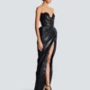 Strapless leather bodycon dress