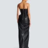 Strapless leather bodycon dress
