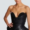 Strapless leather bodycon dress