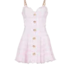 Strappy houndstooth tweed A-line dress