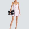 Strappy houndstooth tweed A-line dress