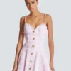 Strappy houndstooth tweed A-line dress