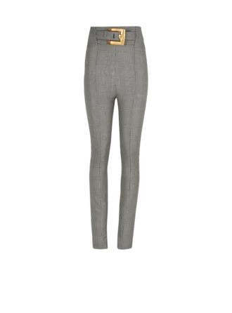 Stretch trousers in Prince of Wales jacquard Stretch trousers in Prince of Wales jacquard