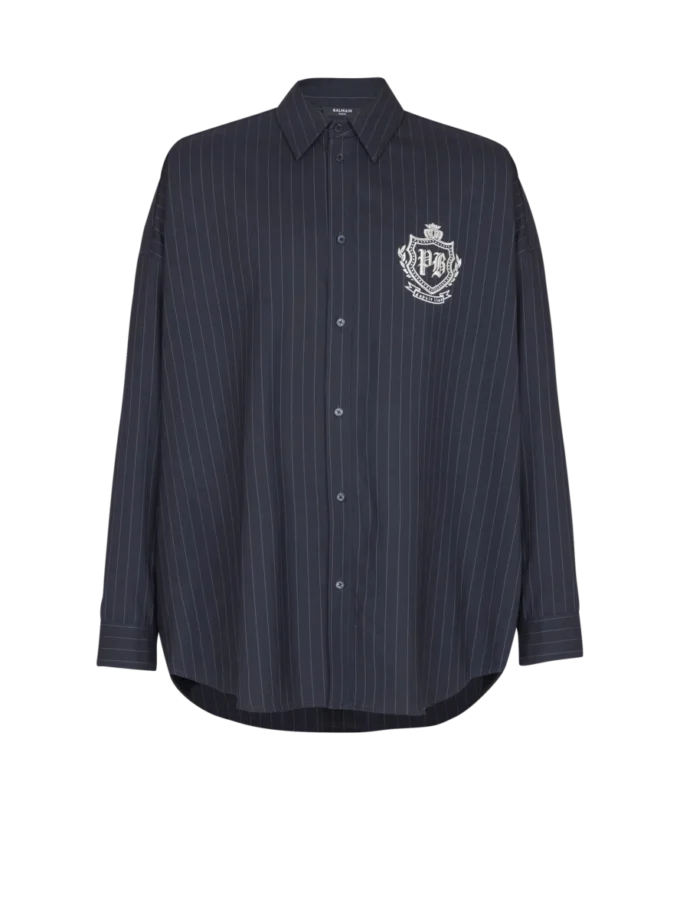 Striped wool College Emblem shirt Striped wool College Emblem shirt