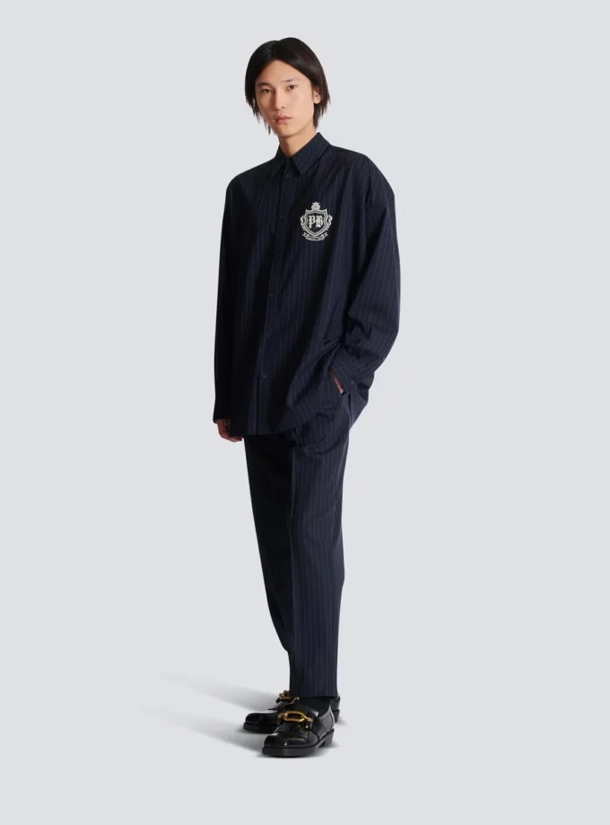 Striped wool College Emblem shirt Striped wool College Emblem shirt