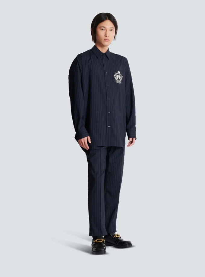 Striped wool College Emblem shirt Striped wool College Emblem shirt
