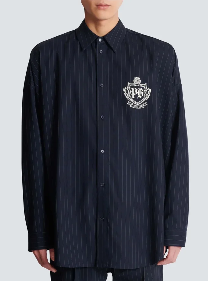 Striped wool College Emblem shirt Striped wool College Emblem shirt