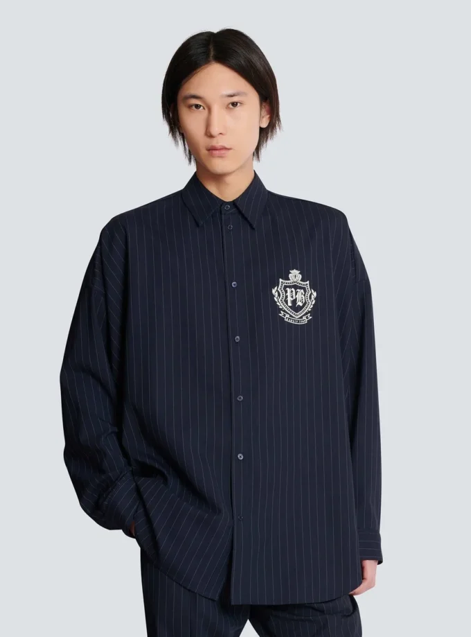 Striped wool College Emblem shirt Striped wool College Emblem shirt