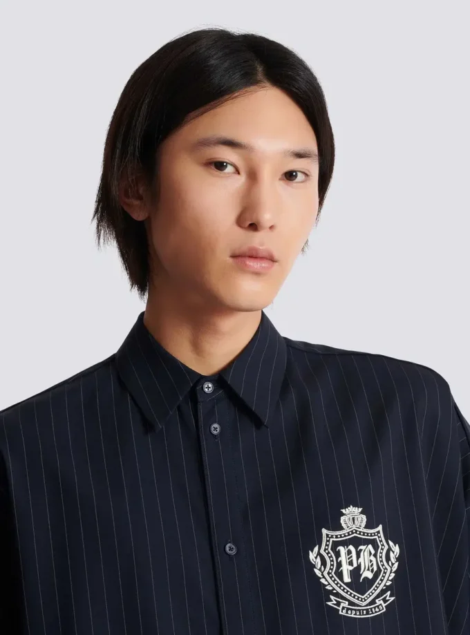 Striped wool College Emblem shirt Striped wool College Emblem shirt