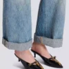 Sync patent leather mules with pointed toe