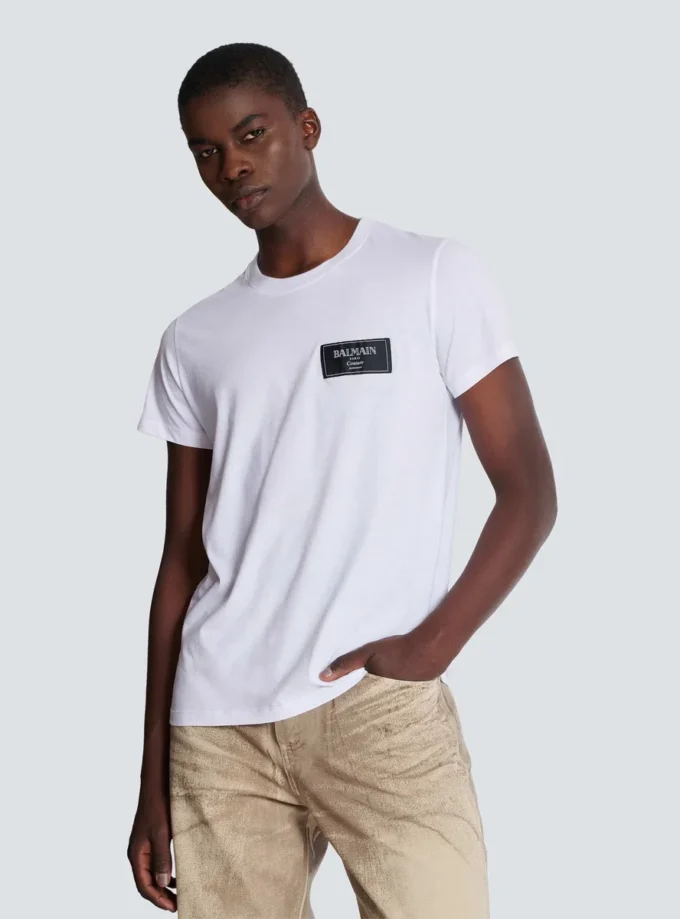 T-shirt with Balmain Couture label T-shirt with Balmain Couture label