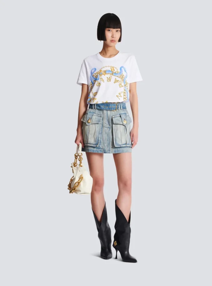 T-shirt with Balmain Paris Chain print T-shirt with Balmain Paris Chain print