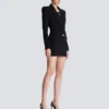 Tailored two pockets double-collar mini dress