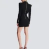 Tailored two pockets double-collar mini dress