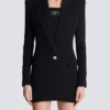 Tailored two pockets double-collar mini dress