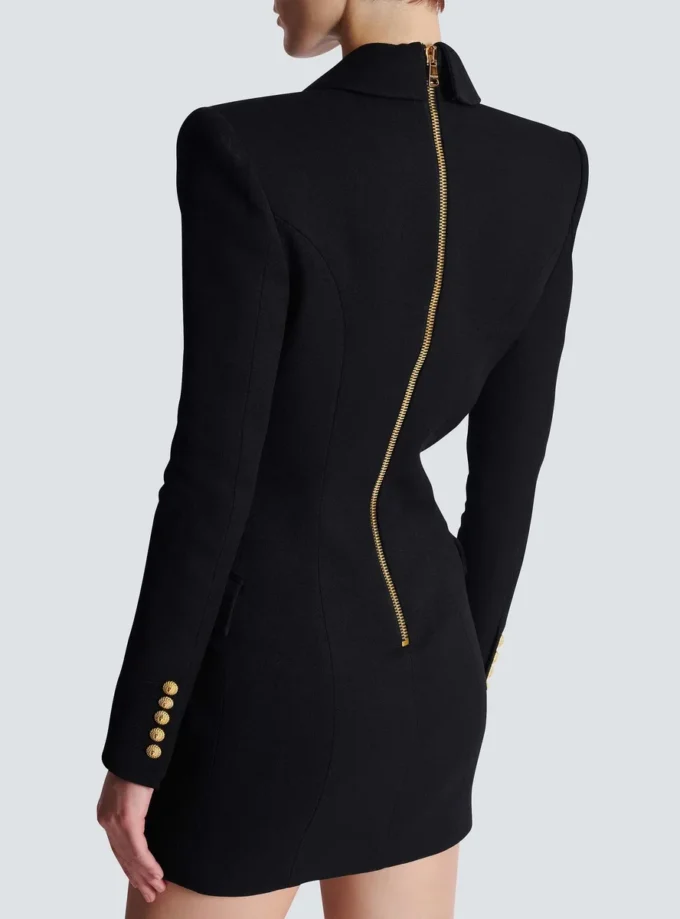 Tailored two pockets double-collar mini dress