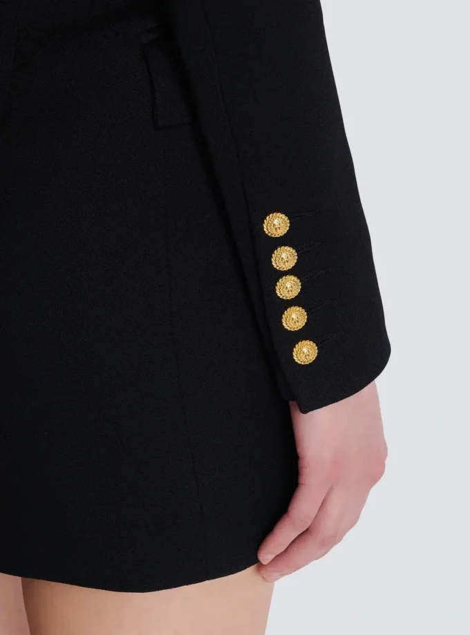 Tailored two pockets double-collar mini dress