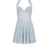 Textured knit halterneck A-line dress
