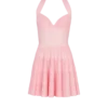 Textured knit halterneck A-line dress