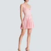 Textured knit halterneck A-line dress