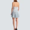 Textured knit halterneck A-line dress