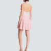 Textured knit halterneck A-line dress