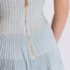 Textured knit halterneck A-line dress