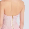 Textured knit halterneck A-line dress