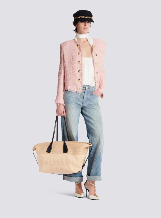 Track raffia tote bag Track raffia tote bag